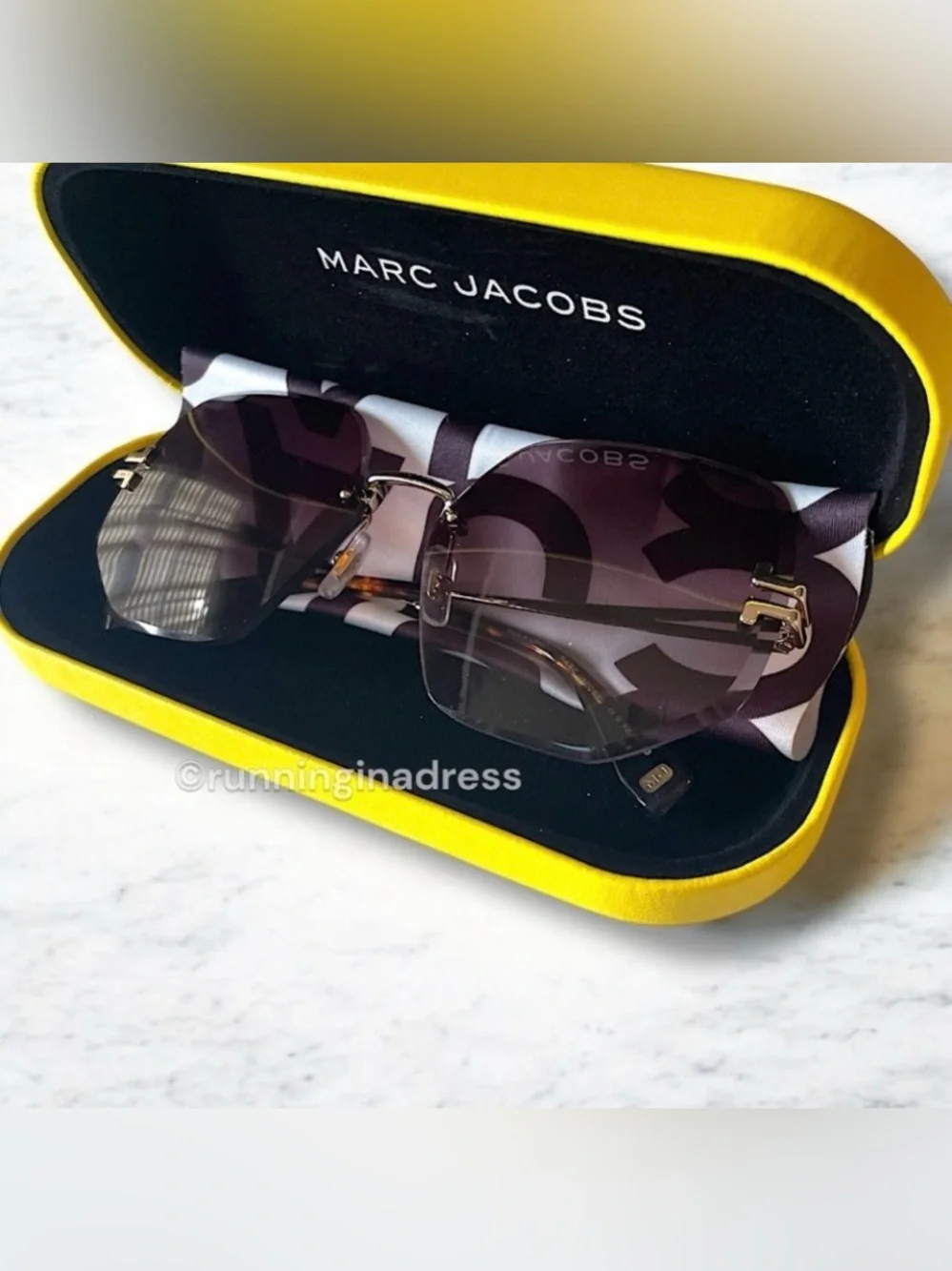 Marc Jacobs Rimless Geometric Sunglasses MJ 1090/S Gold Havana NWOT